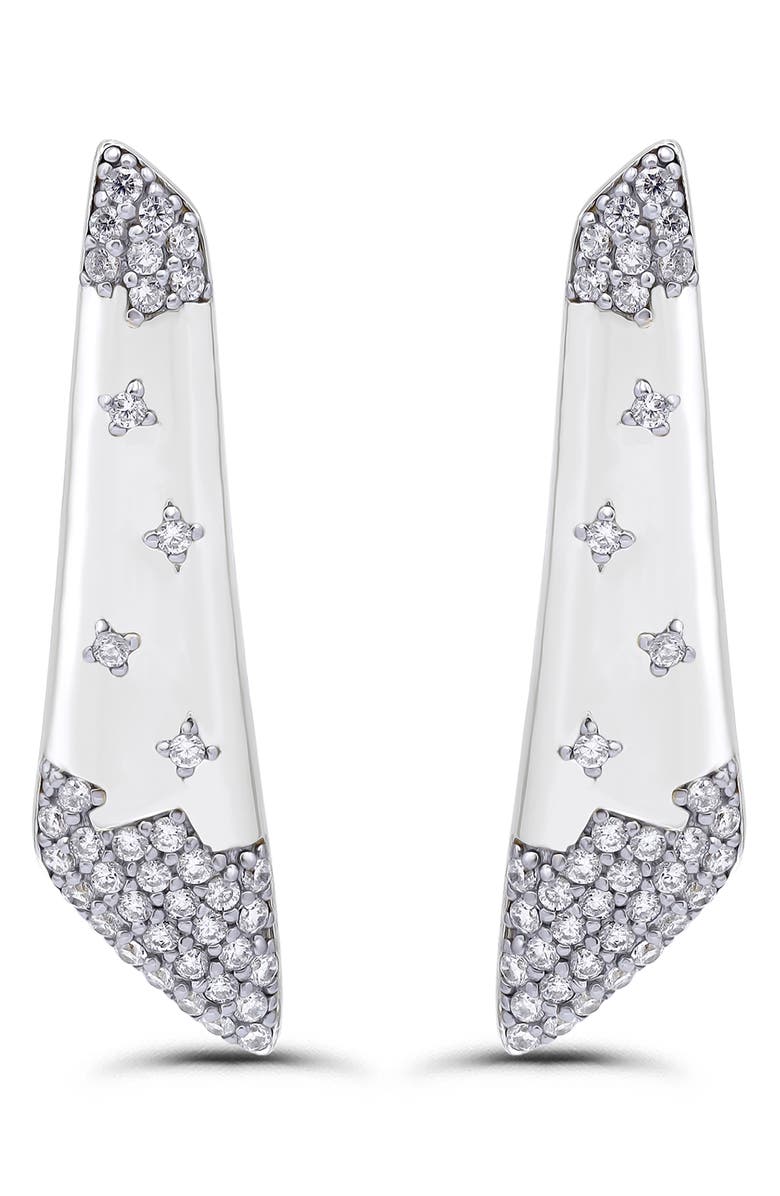 Christian Siriano New York Cubic Zirconia Pav%C3%A9 Linear Earrings, Main, color, Silver
