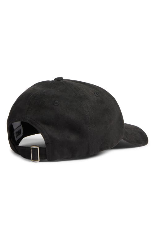 Krost Embroidered Logo Faux Suede Baseball Cap In Black