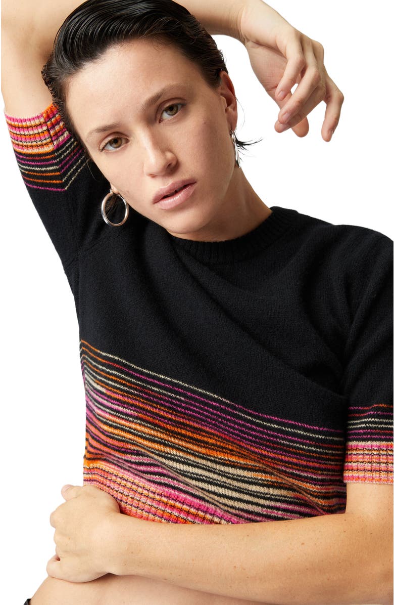 Missoni Short-sleeved Flared Cashmere Crewneck Crop Top, Alternate, color, 