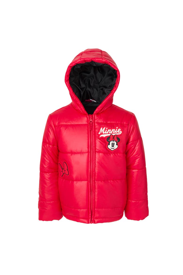 Minnie Mouse Hooded Puffer Coat, Main, color, Minnie Mouse Red