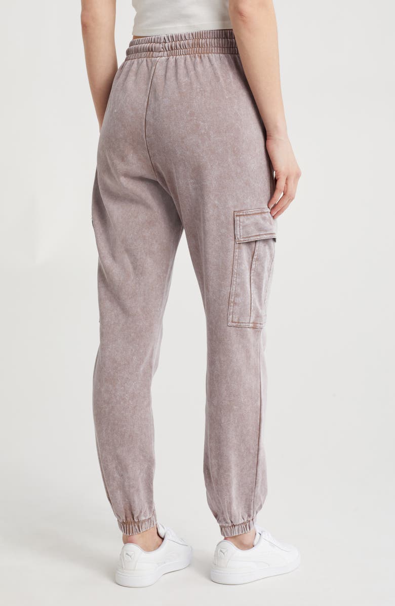 90 DEGREE BY REFLEX Washed French Terry Cargo Joggers, Alternate, color, Mocha Latte