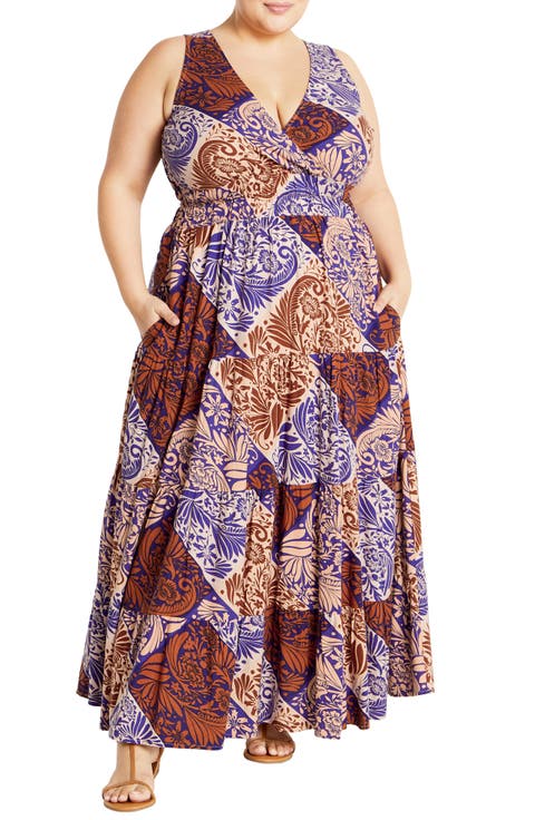 Becca Print Sleeveless Maxi Dress (Plus)