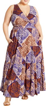 City Chic Becca Print Sleeveless Maxi Dress