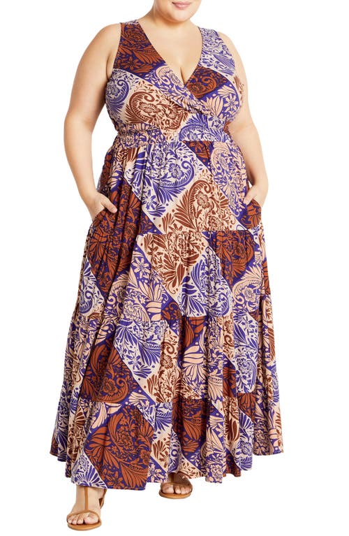 City Chic Becca Print Sleeveless Maxi Dress In Multi