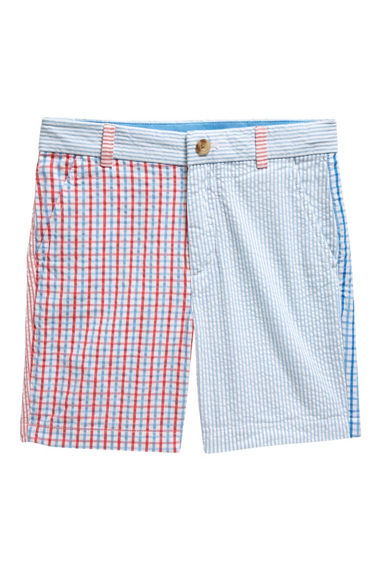 Kids' Party Breaker Colorbock Seersucker Stretch Cotton Shorts, Main, color, SAILORS RED
