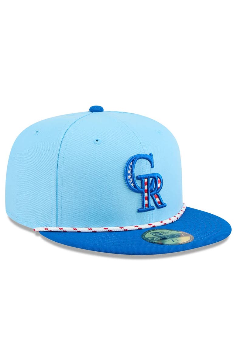 New Era Men's New Era Light Blue/Blue Colorado Rockies 2025 Fourth of July 59FIFTY Fitted Hat, Alternate, color, Light Blue