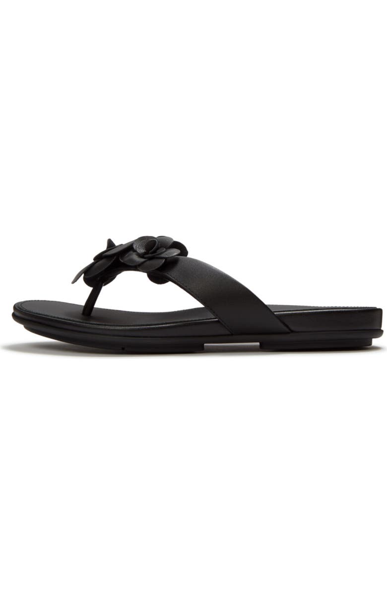 FitFlop Gracie Flower Flip-Flops, Alternate, color, Black