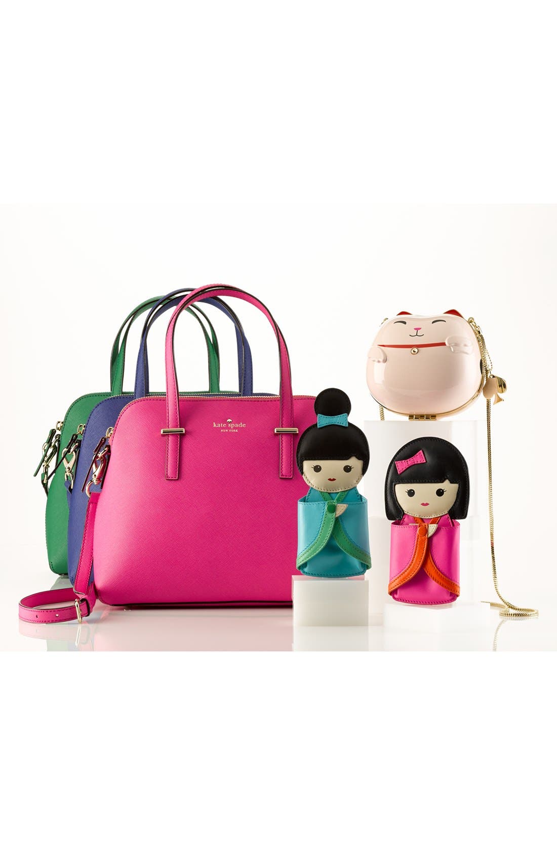 'hello tokyo cat' clutch, Alternate, color, PINK