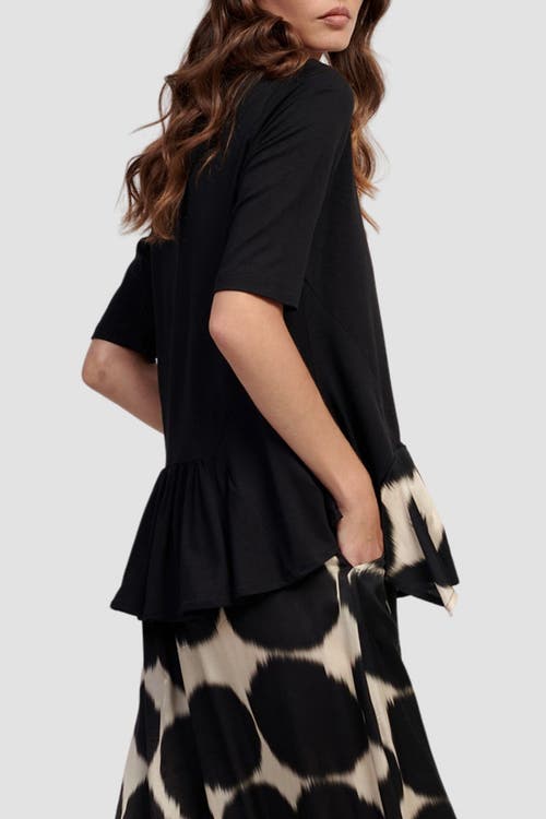 ALEMBIKA ALEMBIKA SERENE PRINT MIXED MEDIA PEPLUM TOP