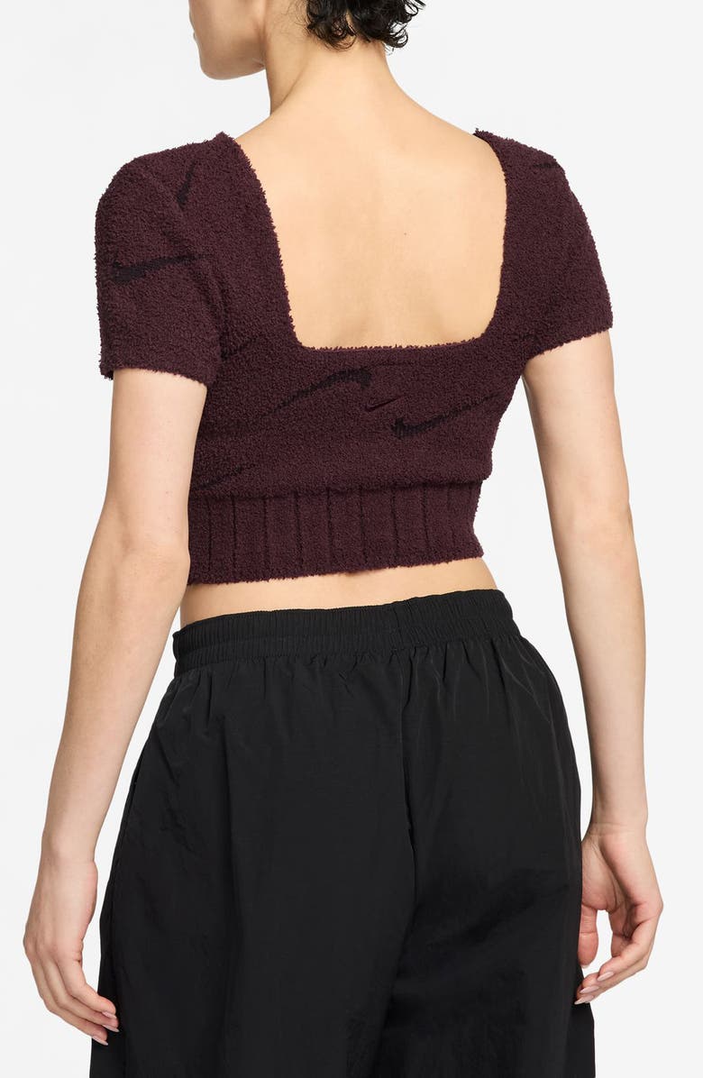 Nike Phoenix Bouclé Knit Slim Fit Crop Top, Alternate, color, Burgundy Crush