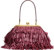 COACH Kisslock Fringe Straw Frame Bag