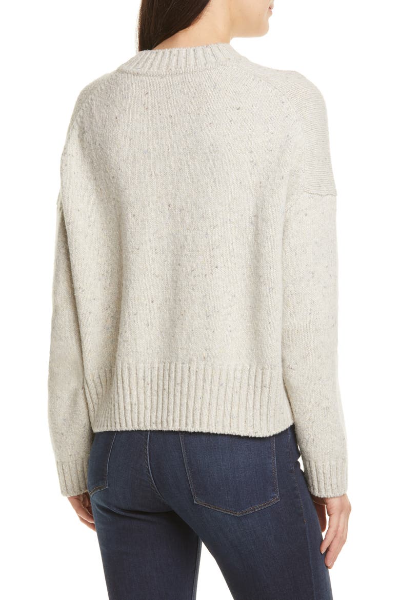 Boxy High Neck Nep Merino Wool Blend Sweater, Alternate, color, BUTTERMILK