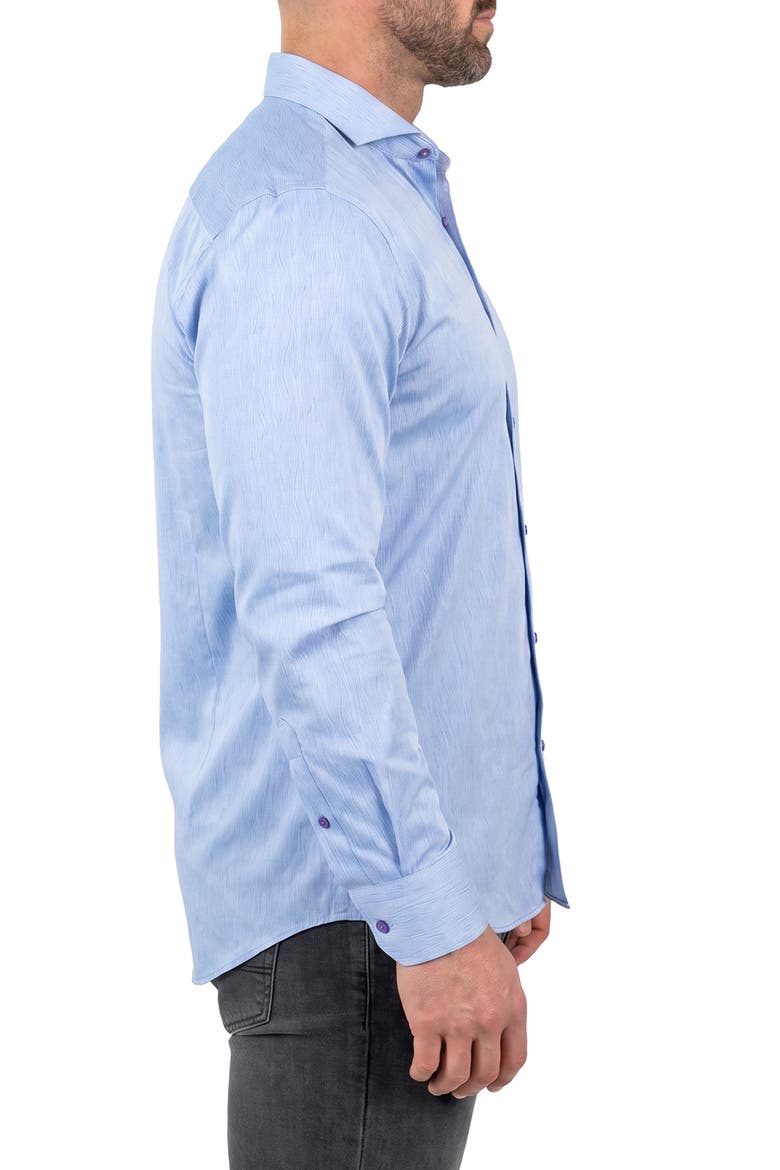 Cotton Button Up Shirt, Alternate, color, BLUE