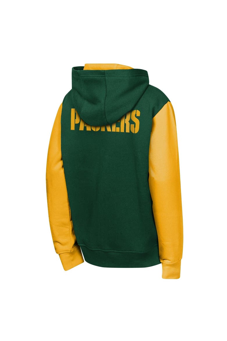 Youth Outerstuff Green Green Bay Packers Stadium Colorblock Full-Zip Hoodie, Alternate, color, Green