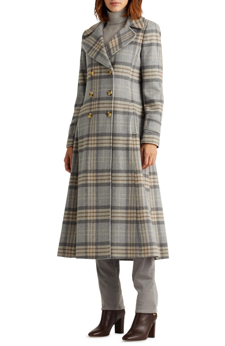 Lauren Ralph Lauren Plaid Wool Blend Coat, Main, color, 