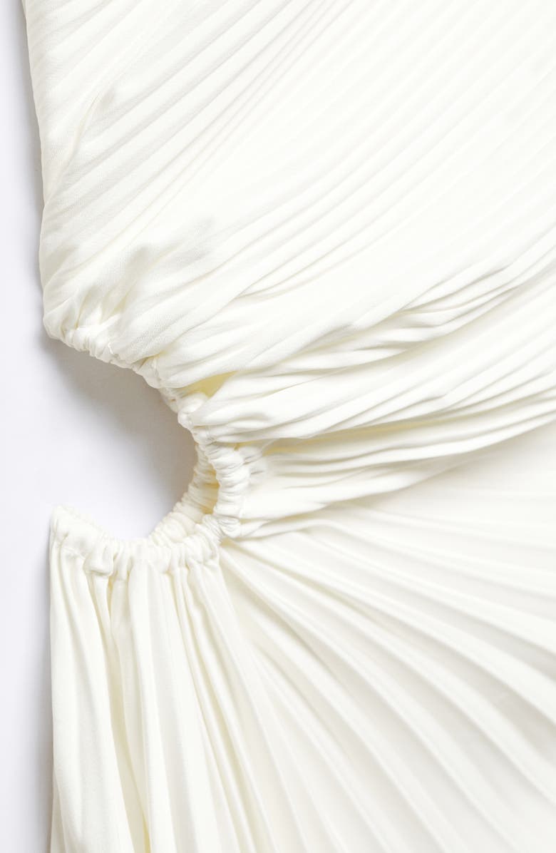 MANGO One-Shoulder Side Cutout Pleated Midi Dress, Alternate, color,