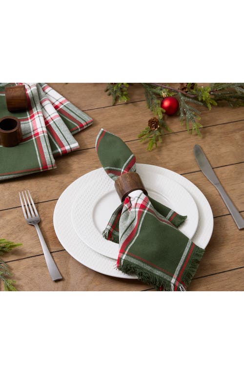 Design Imports Deck The Halls Plaid 4-piece Napkin Set In Green
