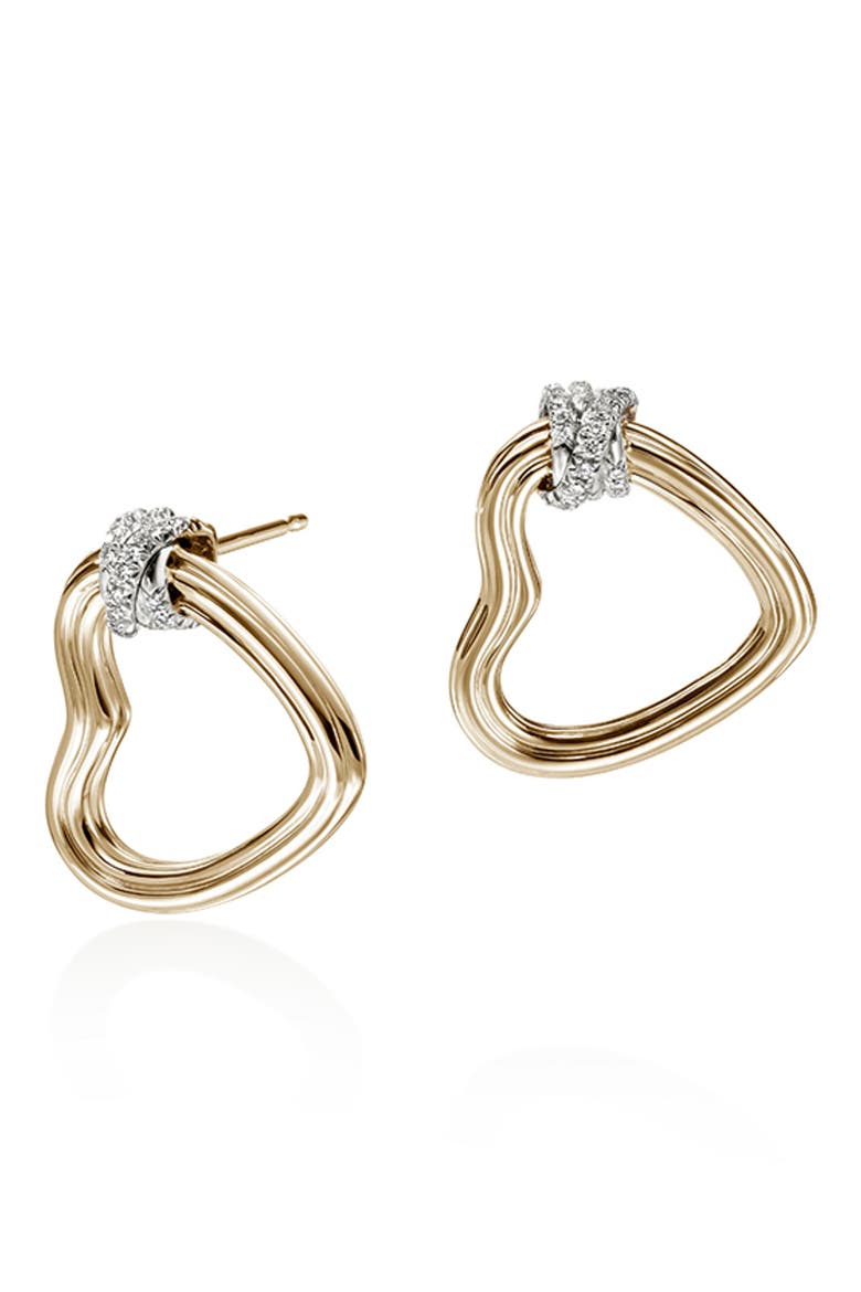 Bamboo Collection Heart Stud Earrings, Alternate, color, GOLD