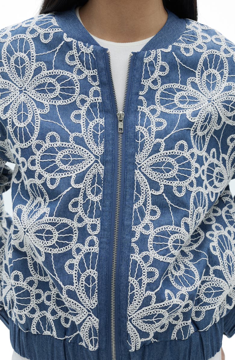MANGO Embroidered Denim Jacket, Alternate, color, 