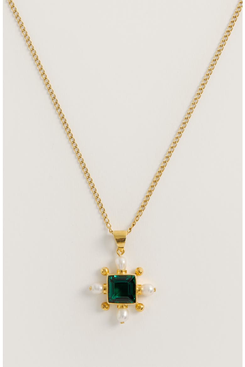 Green Quartz Cross Necklace, Alternate, color, Gold