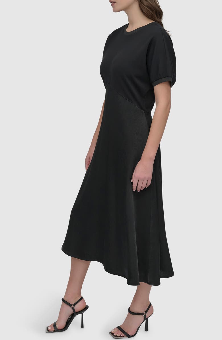DKNY Scuba Knit & Satin Midi Dress, Alternate, color, 