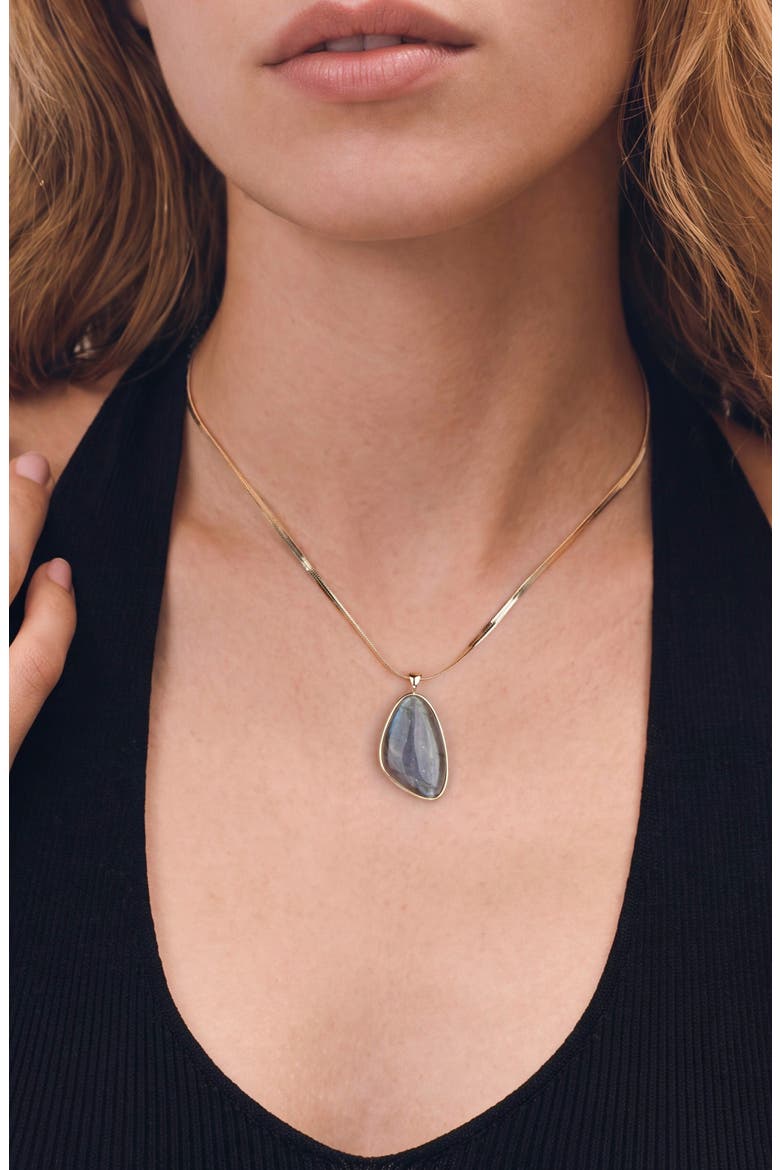 14k Yellow Gold Plated Labradorite Pendant Necklace, Alternate, color, GREEN/ GOLD