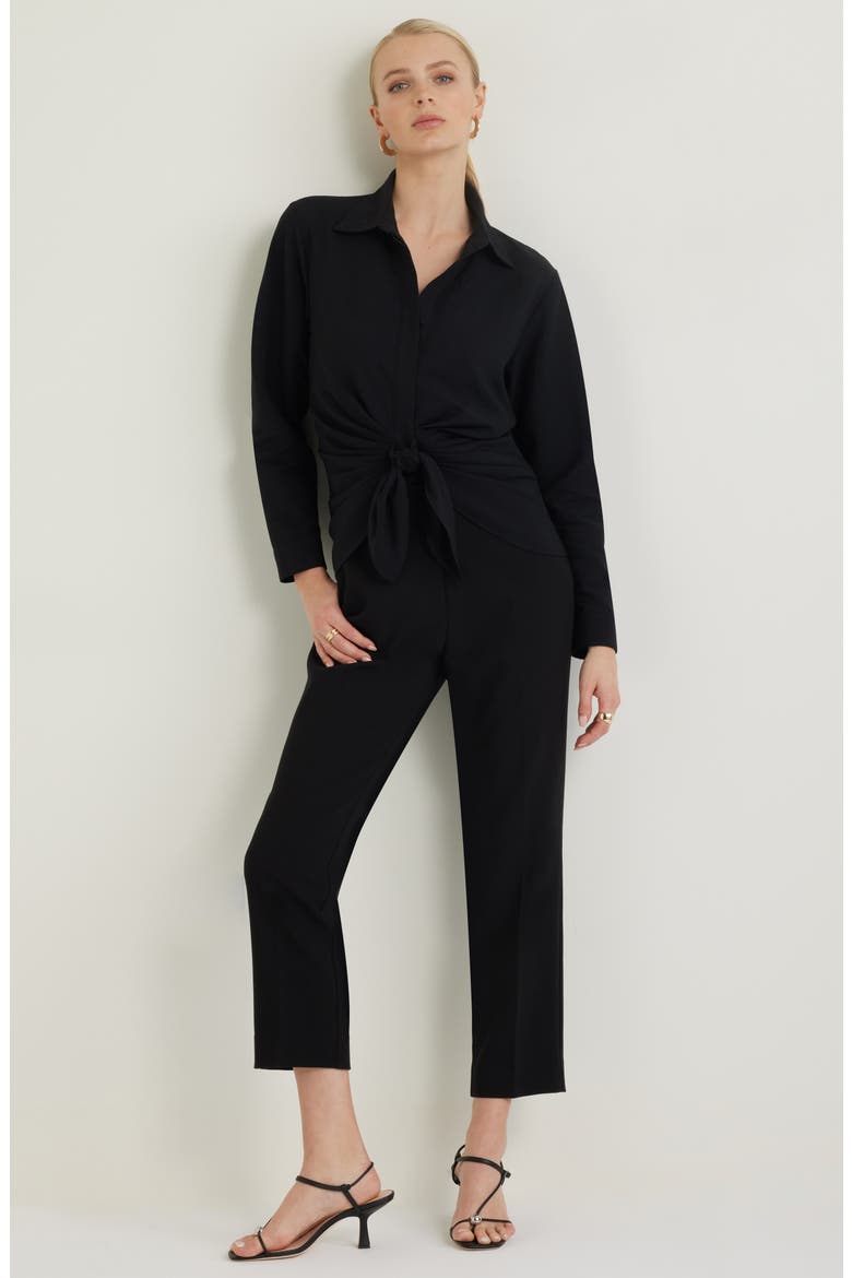 Tie Front Shirt, Alternate, color, BLACK