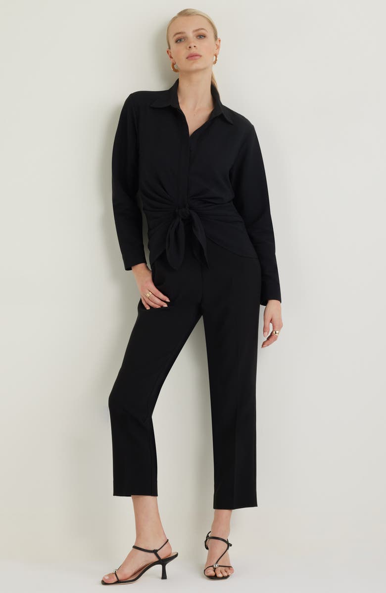 Nordstrom Tie Front Shirt, Alternate, color, Black