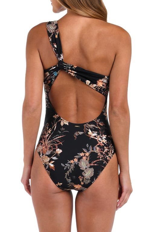 L Agence L'agence Karmin Jungle One Shoulder One Piece Swimsuit In Black