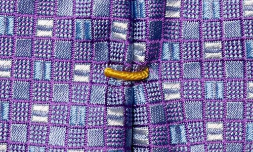 Eton Square Geometric Silk Tie In Purple