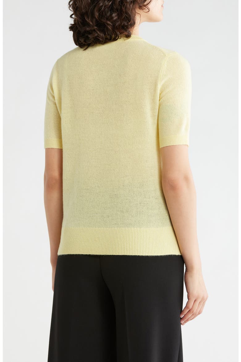 Short Sleeve Cashmere Sweater, Alternate, color, YELLOW MERINGUE