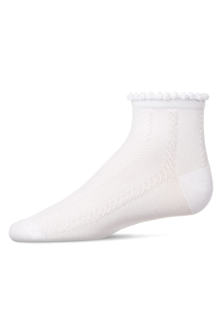 Kid's Rope Stitch Anklet Socks, Main, color, White