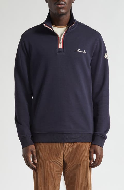 Embroidered Logo Patch Fleece Quarter Zip Sweatshirt