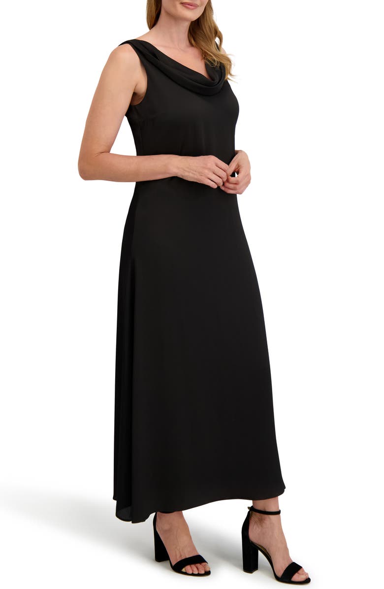 Laundry by Shelli Segal Roxanne Cowl Neck Sleeveless Maxi Dress, Alternate, color, Black Onyx