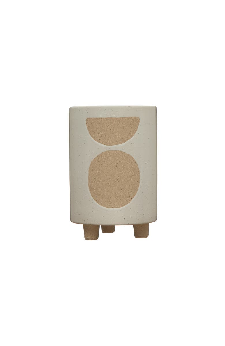 Storied Home Decorative Stoneware Footed Planter with Circle Design, Main, color, 