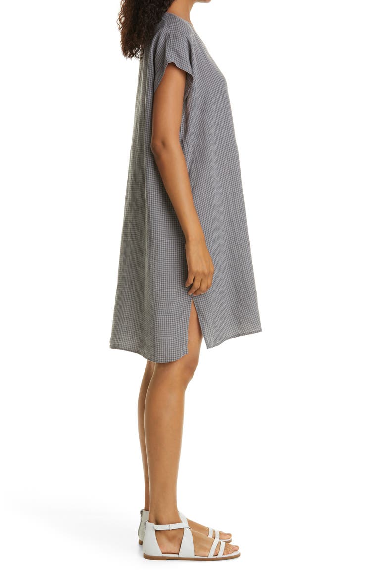 V-Neck Seersucker Shift Dress, Alternate, color, MOON