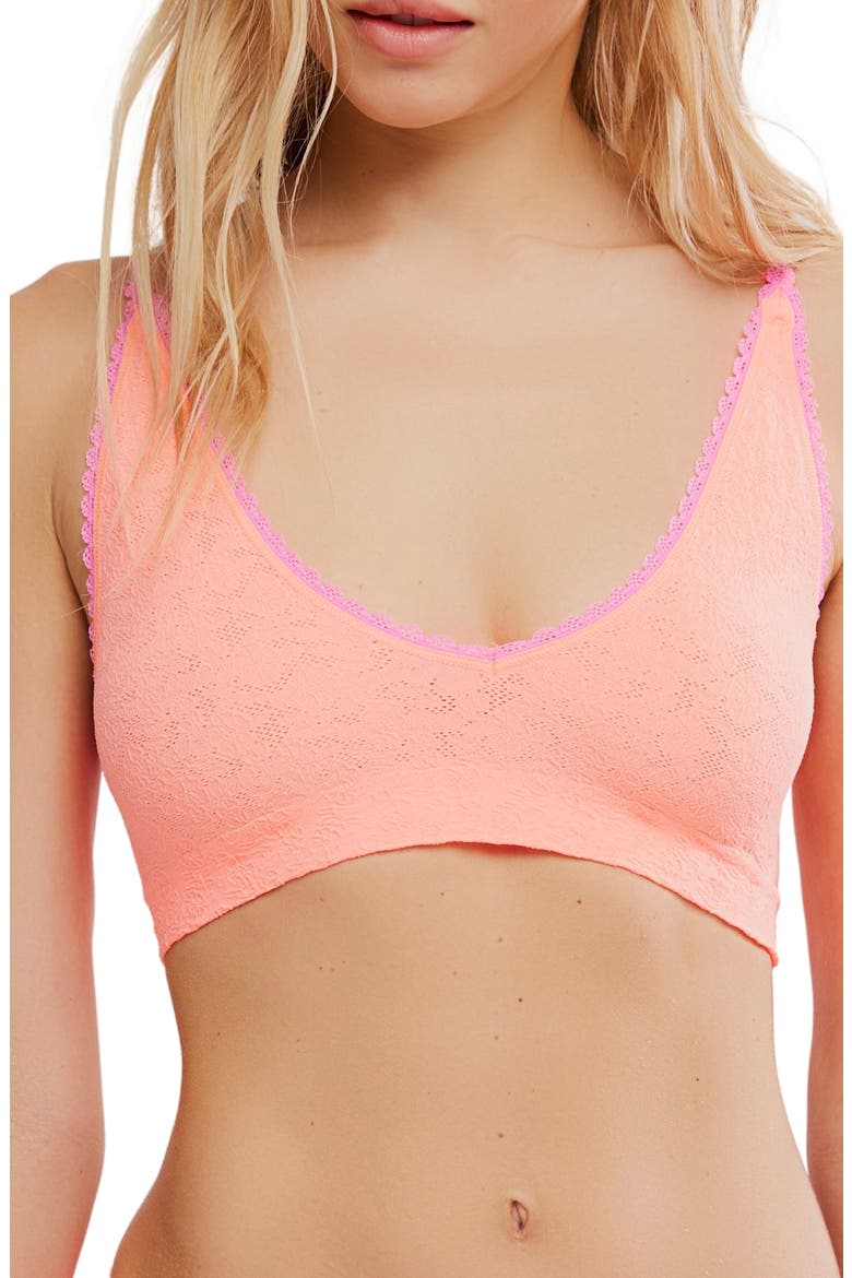 Intimately FP Sweet Point Seamless Longline Bralette, Main, color, SUNKISS CORAL COMBO