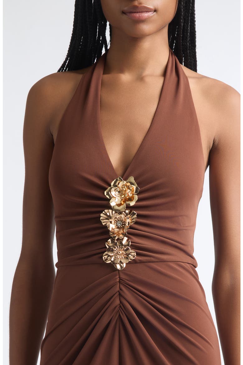 Kessan Halter Neck Gown, Alternate, color, ESPRESSO