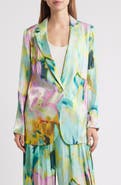 KOBI HALPERIN Joan Print One-Button Satin Blazer
