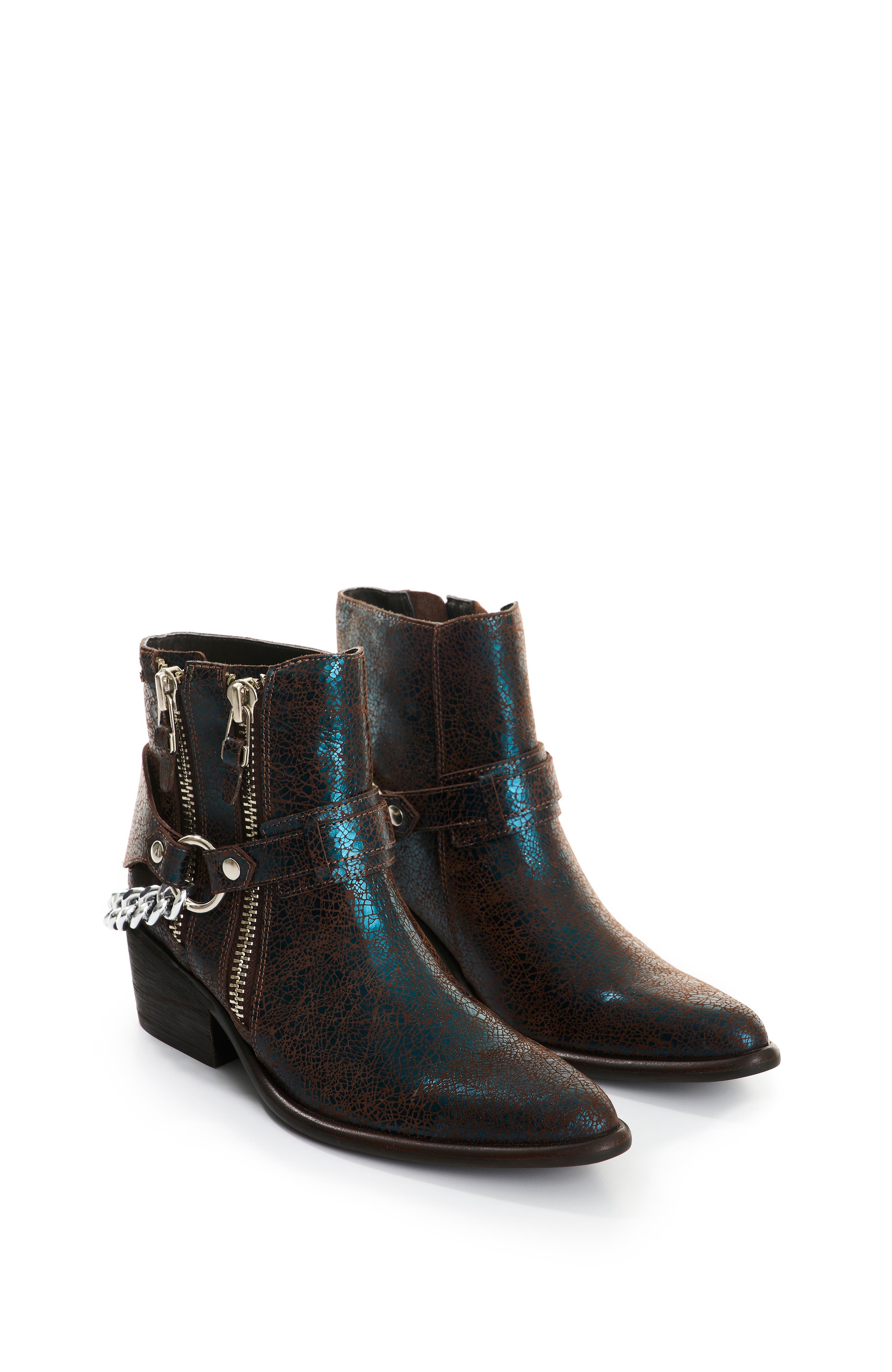 Crackled Leather Ankle Boots - image 4