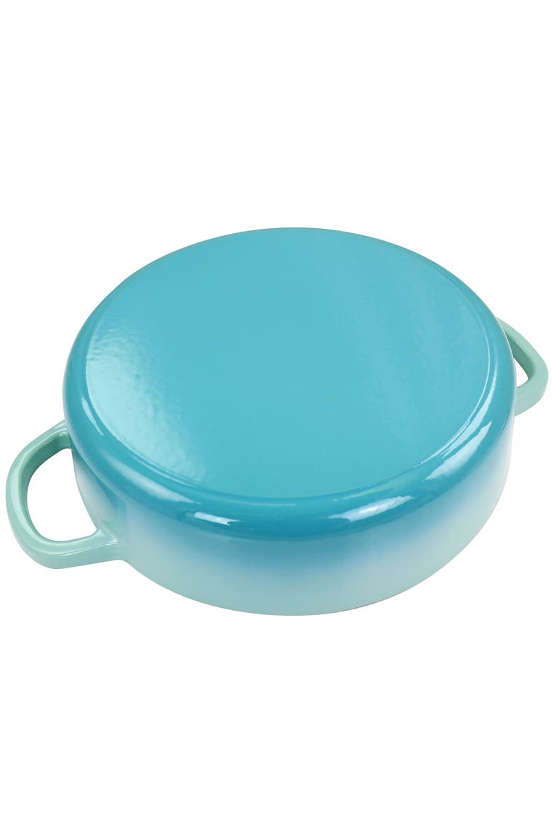 5 Quart Enameled Cast Iron Braiser Pan with Lid, Alternate, color, Blue