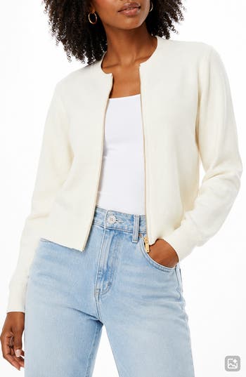 BY DESIGN Jenny Double Knit Bomber Jacket in Gardenia at Nordstrom Rack, Size X-Small