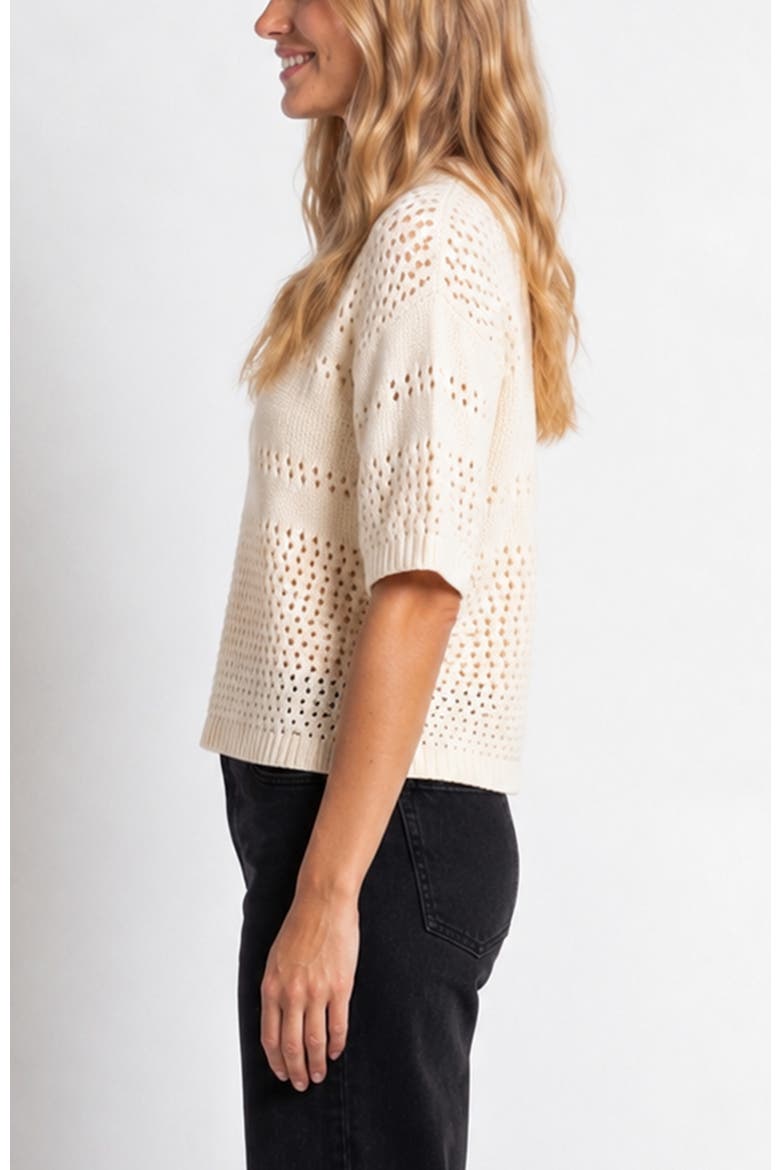 Madison Pointelle Sweater, Alternate, color, Ivory