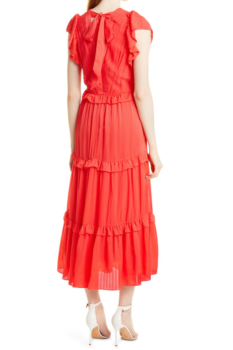 Tiliana Ruffle Dress, Alternate, color, CORAL