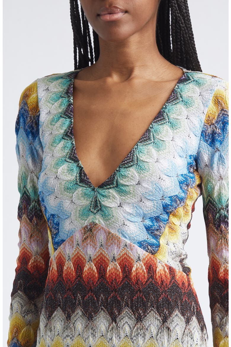 Metallic Long Sleeve Knit Lace Dress, Alternate, color, MULTICOLOR ON BLACK BASE