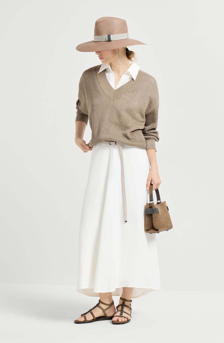 Brunello Cucinelli Ribbed net sweater, Alternate, color, Walnut