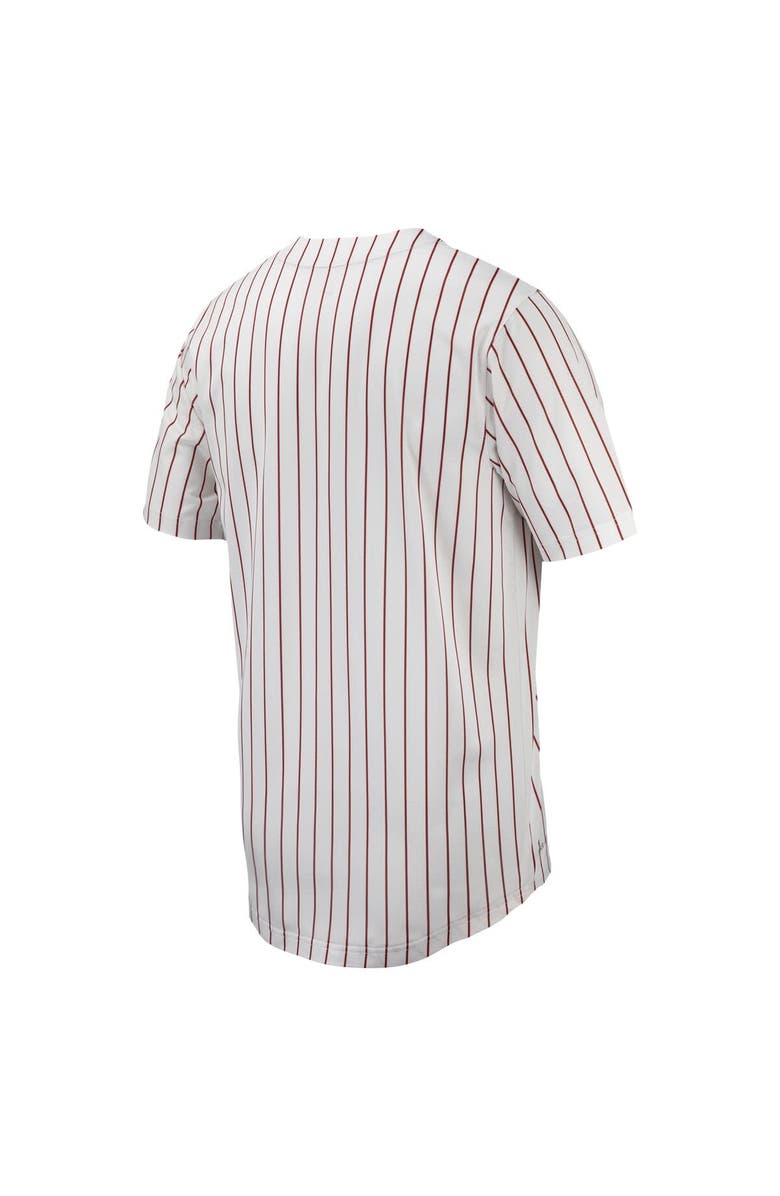 Nike Men's Nike White Arkansas Razorbacks Pinstripe Replica Full-Button Baseball Jersey, Alternate, color, 