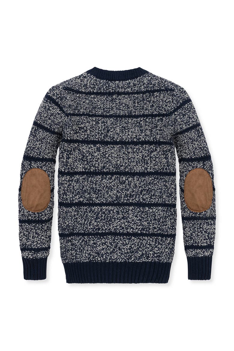 Kids' Organic Sweater Henley with Elbow Patches, Alternate, color, Navy Marl Stripe