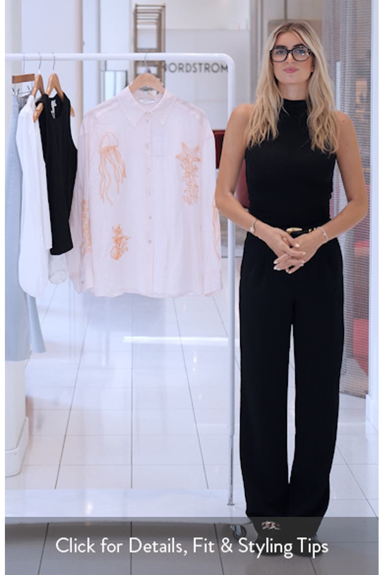 Embroidered Sheer Button-Up Shirt video