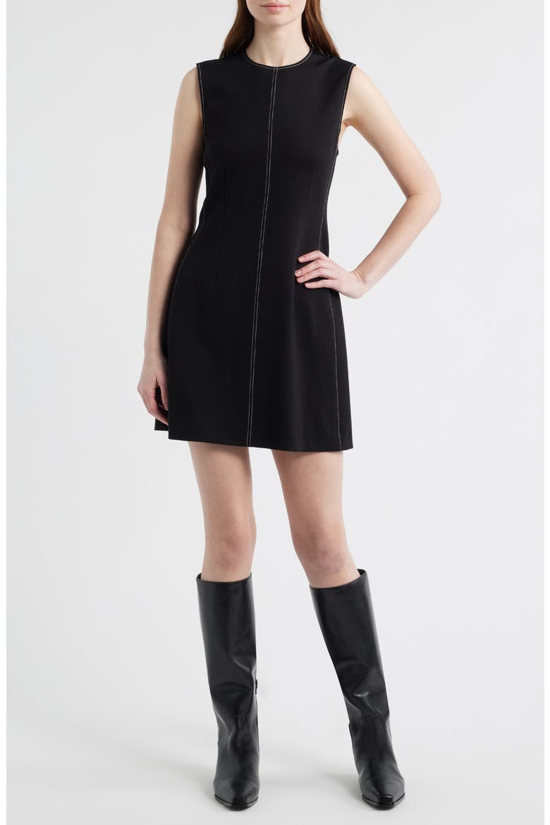 Irene Contrast Embroidery Minidress, Main, color, BLACK